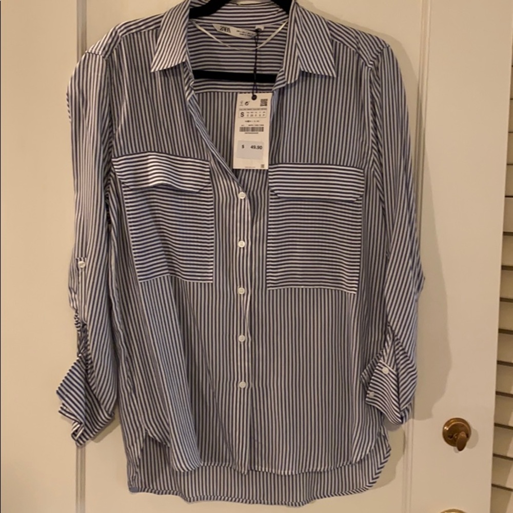 Zara Striped Long Sleeve Shirt (Size S)